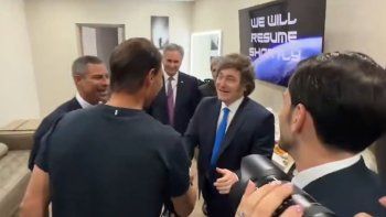 El encuentro entre Javier Milei y Rafael Nadal. El encuentro entre Javier Milei y Rafael Nadal.