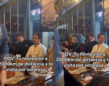 Su novia a la distancia lo visita de sorpresa y su reacción es viral