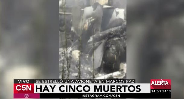 Cinco personas murieron luego de un avioneta se estrellara en Marcos Paz