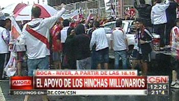 banderazo bajo la lluvia en river en la previa al partido banderazo bajo la lluvia en river en la previa al partido
