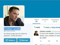 Crearon un twitter falso de Cristian Lanatta
