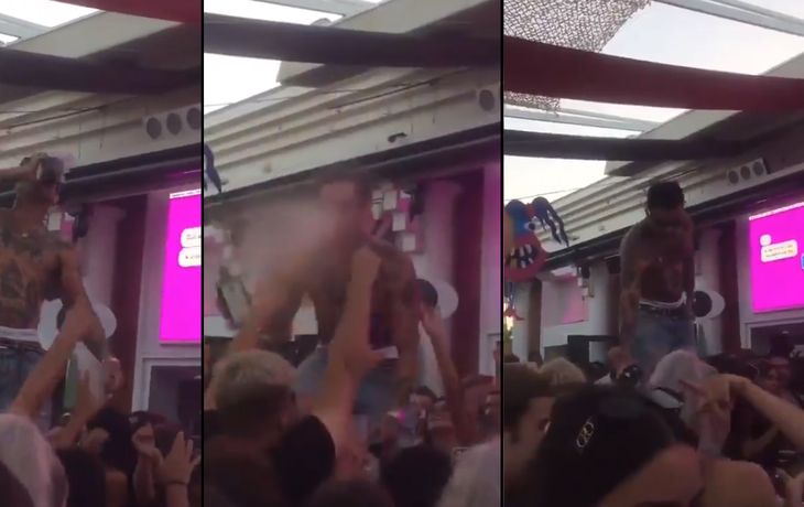 Sin barbijo y escupiendo alcohol al público: la polémica fiesta en un boliche de España
