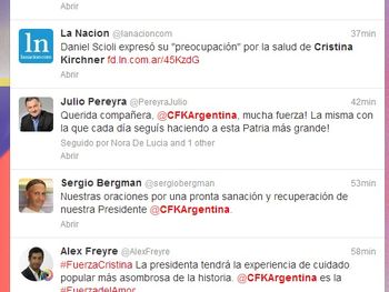 Los políticos le desean una pronta recuperación a CFK