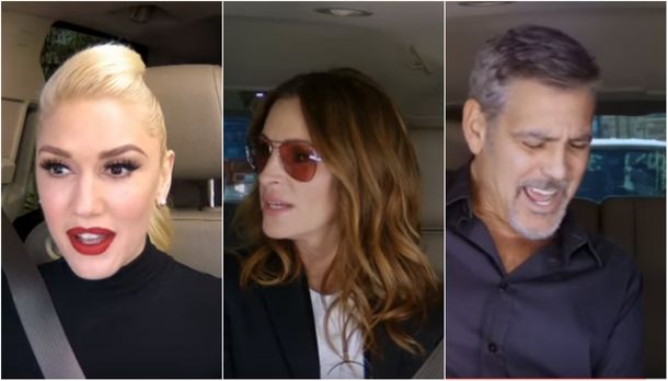 Video: mirá el gracioso karaoke de Gwen Stefani, Julia Roberts y George Clooney
