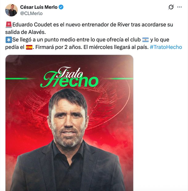 Confirman el acuerdo para que Chacho Coudet se transforme en breve en nuevo entrenador de River. Fuente: César Luis Merlo. Confirman el acuerdo para que Chacho Coudet se transforme en breve en nuevo entrenador de River. Fuente: César Luis Merlo.
