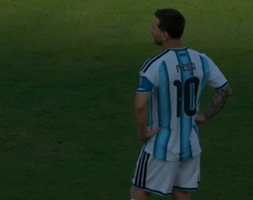 La reacción de Lionel Messi tras el gol de España.