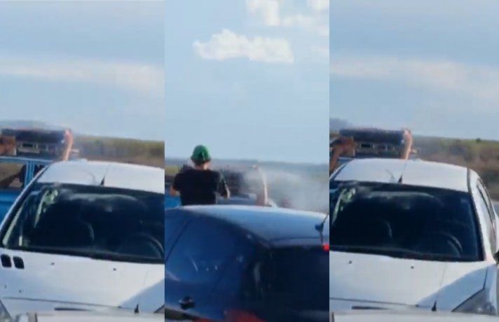 Fueron a ver a Talleres haciendo asado en el techo del auto