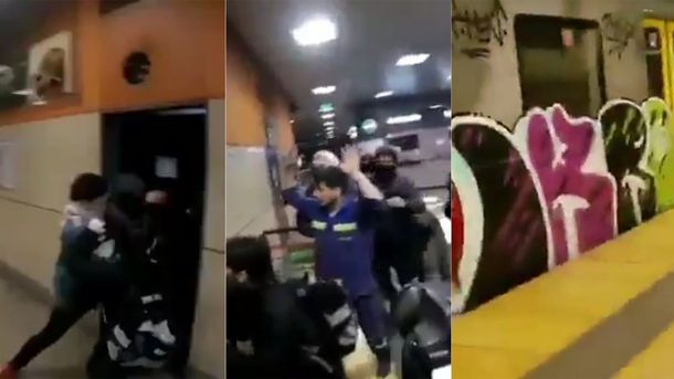 VIDEOS: Así agredieron a empleados del subte y pintaron una de las formaciones