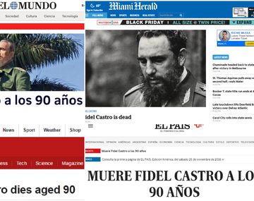 La muerte de Fidel Castro es noticia destacada de los principales portales del mundo