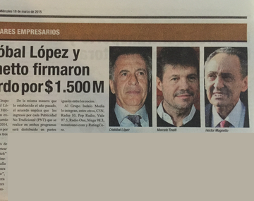 Cristóbal López y Héctor Magnetto firman acuerdo por $1.500 millones