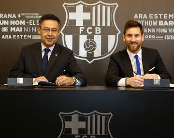 Josep Bartomeu y Lionel Messi