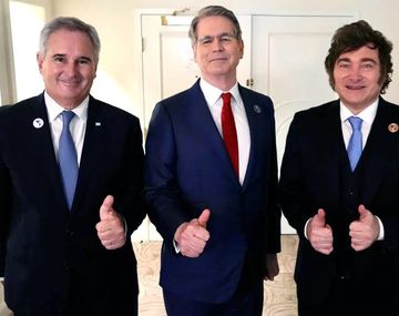 Pablo Quirno, Scott Bessent y Javier Milei.