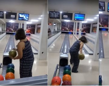 VIDEO: jugó por primera vez el bowling y algo salió muy mal