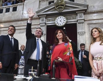 Sergio Massa, Alberto Fern&aacute;ndez y Cristina Kirchner
