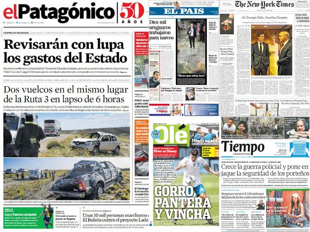 Mirá las tapas de los diarios