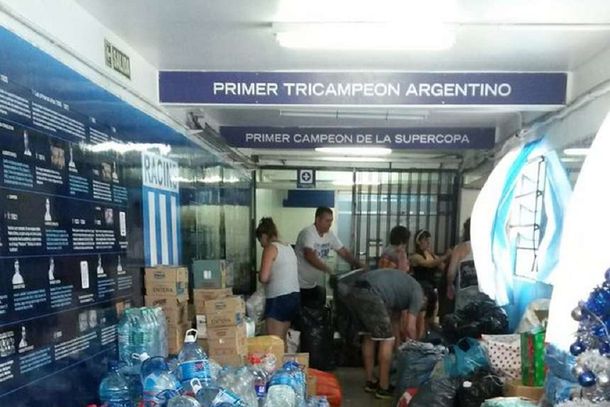 Racing recibe donaciones para los afectados de las inundaciones del Litoral