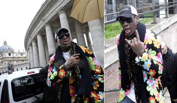 Dennis Rodman llegó al Vaticano para apoyar a un papa negro