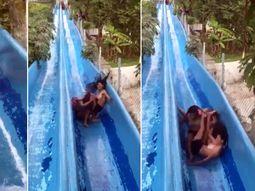 Tres chicas tuvieron un accidente en un tobogán acuático Tres chicas tuvieron un accidente en un tobogán acuático