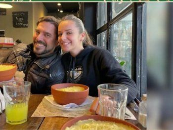 Matías Alé, actor, y su novia Martina.