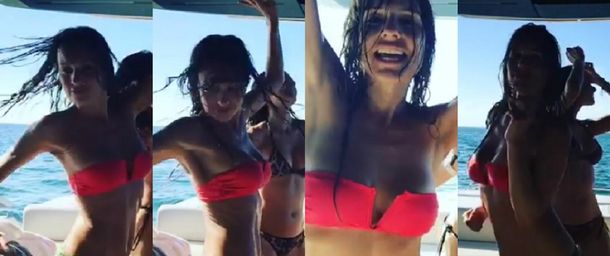 El sensual baile de Pampita en bikini a bordo de un barco en Miami