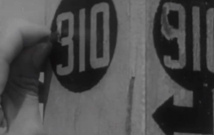 Parada de colectivos en 1956.