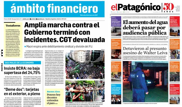 Tapas de diario del miércoles 8 de marzo de 2017