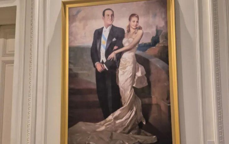 Polémica en Casa Rosada: por qué el Gobierno mandó a retirar un cuadro de Perón y Evita