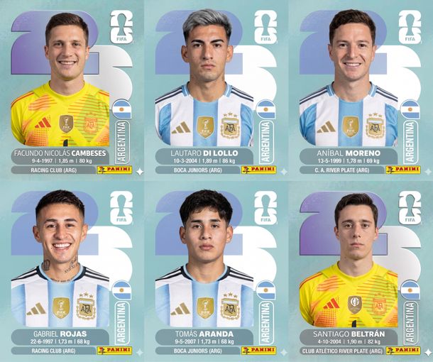 Así serían las figuritas de los futbolistas locales de la prelista de 55 que no están en el álbum del Mundial