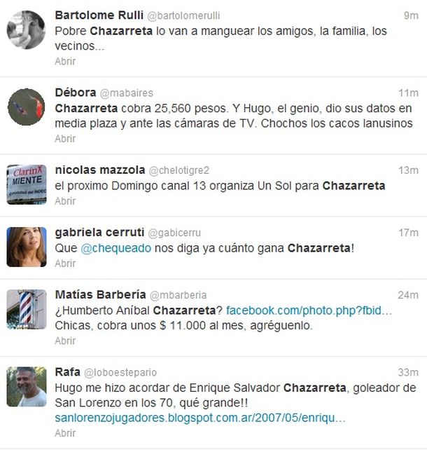 #Chazarreta y #ElCholo explotan la web gracias a Moyano