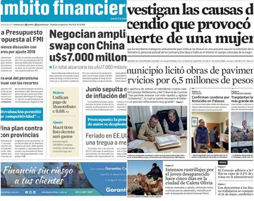 Tapas de diarios del jueves 5 de julio de 2018