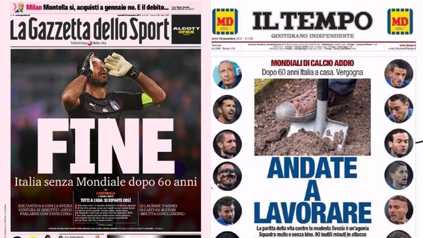 Sin piedad: los diarios de Italia, tras quedarse afuera del Mundial