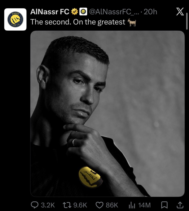 "Segundo sobre el GOAT": el blooper viral del equipo de Cristiano Ronaldo que desató una ola de cargadas "Segundo sobre el GOAT": el blooper viral del equipo de Cristiano Ronaldo que desató una ola de cargadas