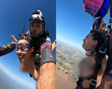 El video viral de la estrella porno argentina que se tiró desnuda en paracaídas