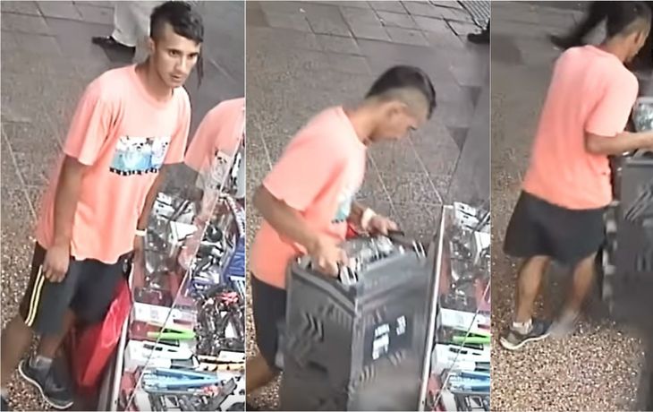 VIDEO: Robaron un enorme parlante de un local en pleno centro y a la vista de todos