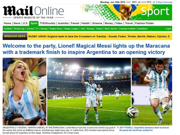 Messi y Vicky Xipolitakis, juntos en un diario británico