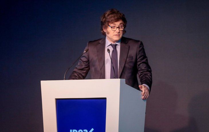 El presidente Javier Milei durante su discurso en el Coloquio de IDEA