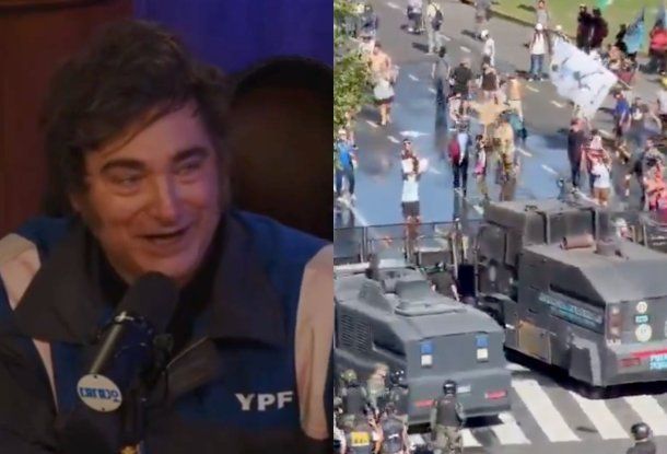 Javier Milei se burló de los jubilados reprimidos en el Congreso: Estamos bañando gente