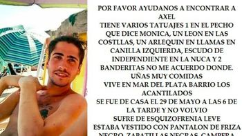 Este es Axel Irusta. Padece de ezquizofrenia leve y desapareció el lunes a las 6 de la tarde Este es Axel Irusta. Padece de ezquizofrenia leve y desapareció el lunes a las 6 de la tarde