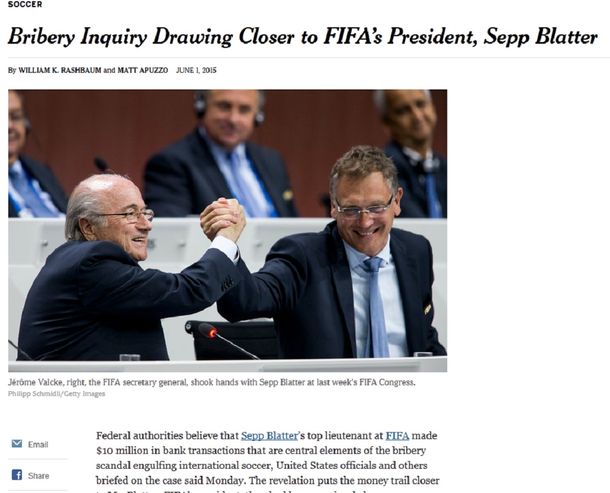Ésta es la nota que puso en jaque a Joseph Blatter