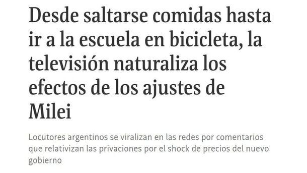 Brasil: critican a medios argentinos que naturalizan el ajuste de Milei