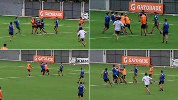 juan insaurralde y jonathan silva, a las pinas en la practica de boca juan insaurralde y jonathan silva, a las pinas en la practica de boca