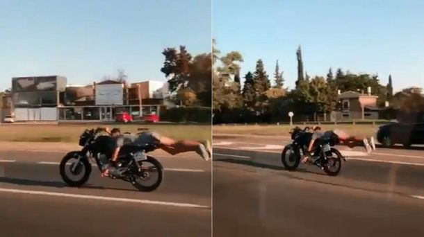 Hizo acrobacias con su moto por Panamericana
