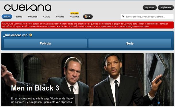 Cuevana pide a sus usuarios que cambien sus passwords