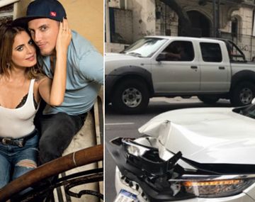 Así quedó el auto de El Polaco y Silvina Luna tras el choque.
