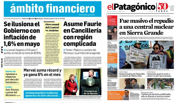 Tapas de diarios del martes 30 de mayo de 2017