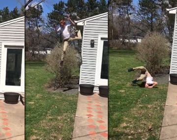 Se quiso tirar del techo, pero casi se mata