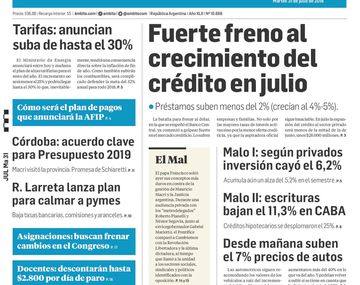 Tapas de diarios del martes 31 de julio de 2018