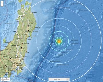 El epicentro del terremoto fue a 281 km. de la costa este de Japón