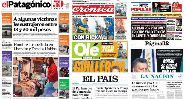 Tapas de diarios del sábado 22 de julio de 2017