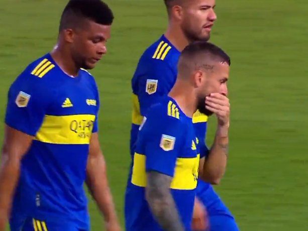 La bronca de Benedetto al final del primer tiempo frente a Godoy Cruz